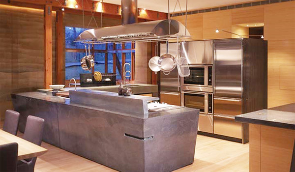 дизайн интерьер кухни, мебель из бетона