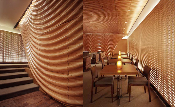 дизайн офиса с деревянными стенами в интерьере