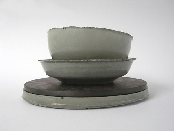 посуда для кухни из бетона, дизайнер Грета Хауэр 