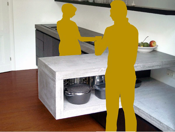 столешница из бетона, интерьер и дизайн кухни
